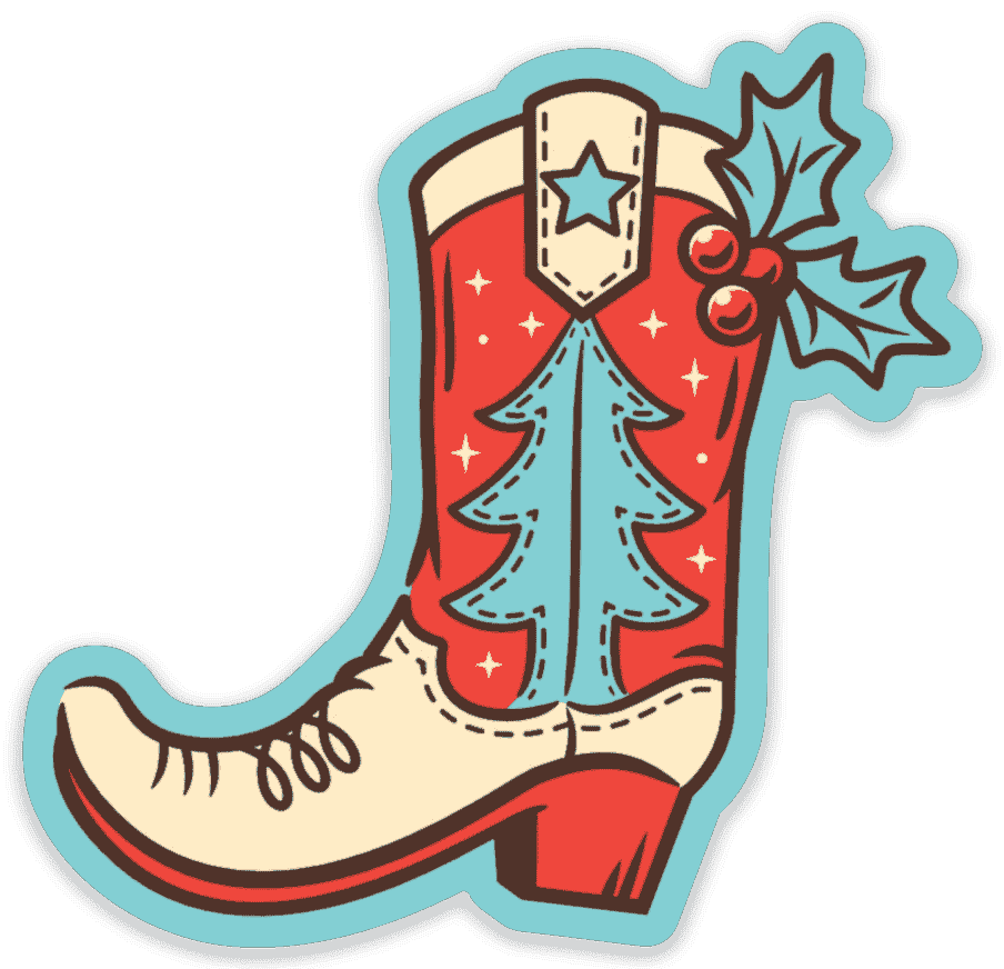 Cowboy Boot Stocking Vinyl Sticker