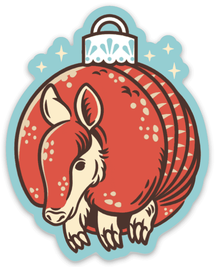 Armadillo Christmas Ornament Vinyl Sticker