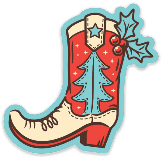Cowboy Boot Stocking Vinyl Sticker