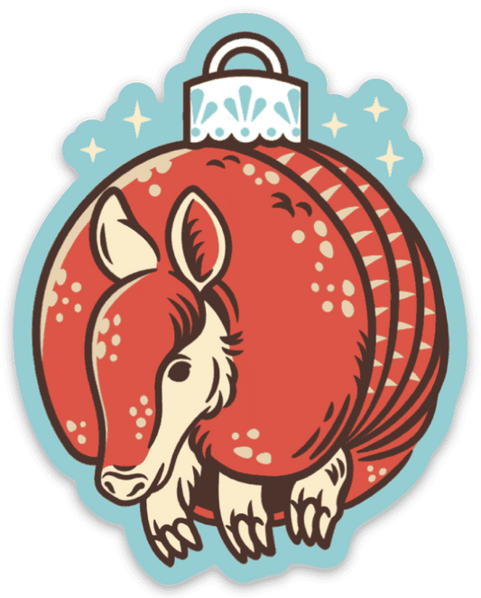 Armadillo Christmas Ornament Vinyl Sticker
